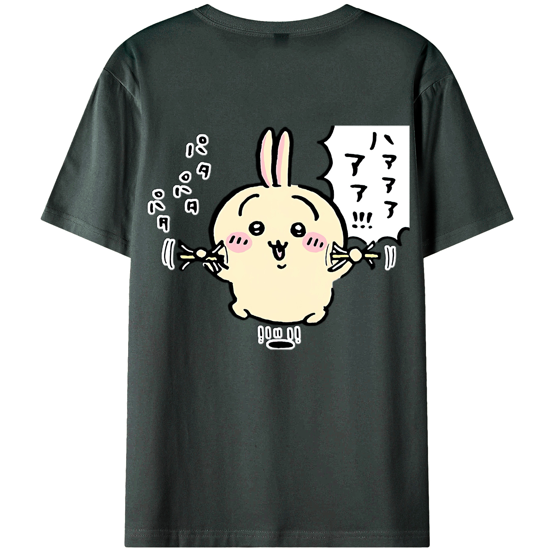 （画像用） ちいかわ うさぎ Chii-kawa usagi 綿100％ メンズ半袖Tシャツ（バックプリント） 通気性